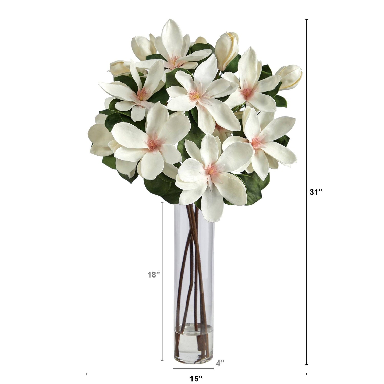 31” Japanese Magnolia Artificial Arrangement in Cylinder Vase