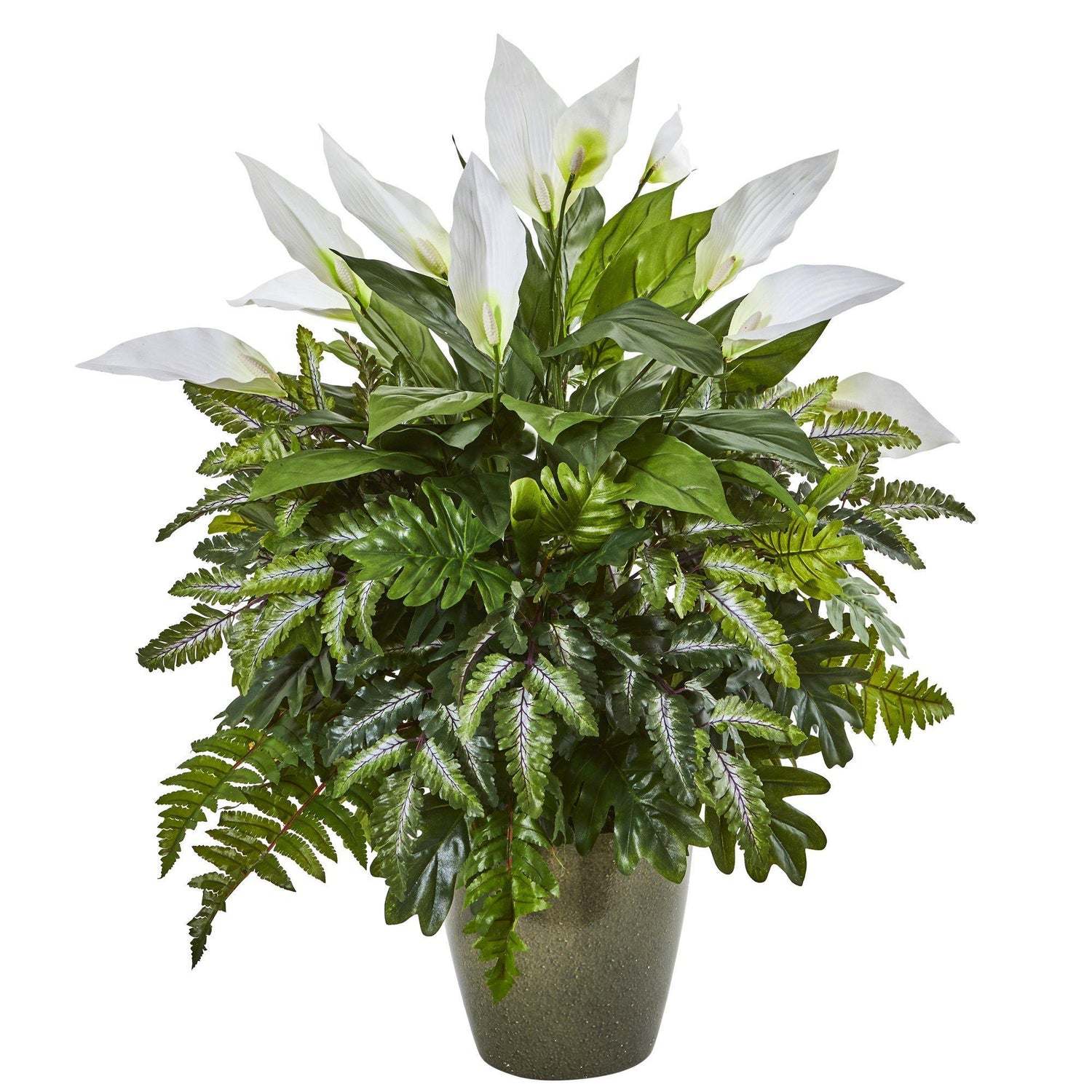 31” Mixed Spathiphyllum Artificial Plant in Green Planter