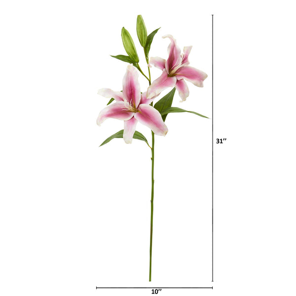 31” Rubrum Lily Artificial Flower (Set of 3)