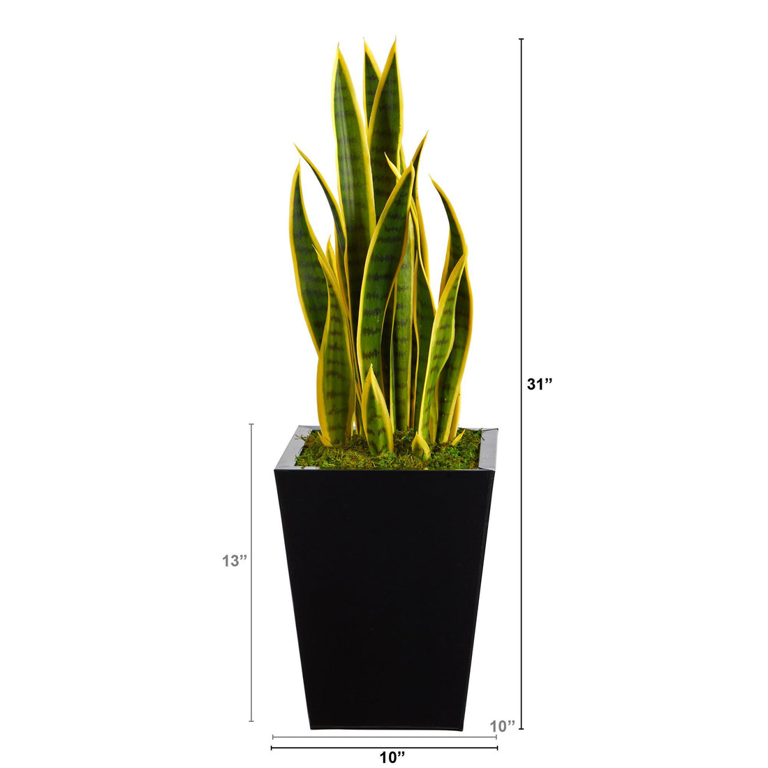 artificial snake plant australia 31” Sansevieria Artificial Plant in Black Metal Planter