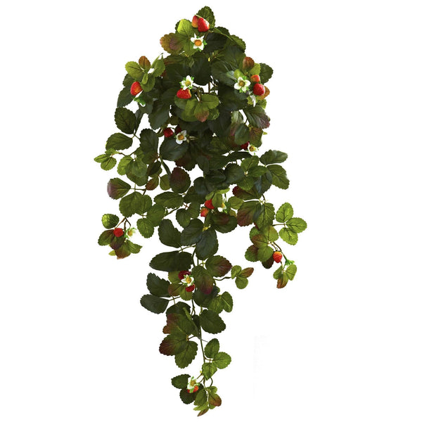 31” Strawberry Hanging Bush with  Berry (Set of 2)