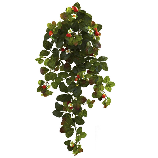 31” Strawberry Hanging Bush with  Berry (Set of 2)