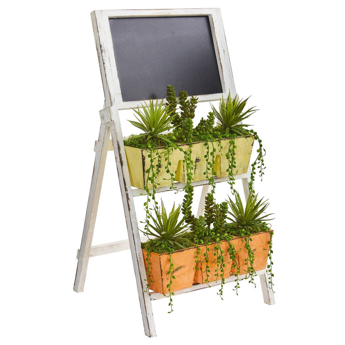 succulent chalkboard 31” Succulent Garden Artificial Plant in Farmhouse Stand with Chalkboard