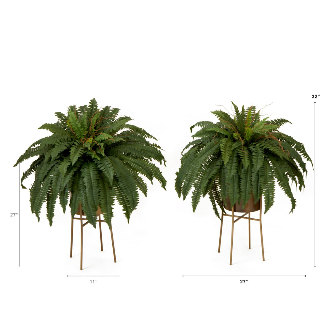 boston palm plant 32” Artificial Boston Fern Plant with Metal Planter with Stand DIY KIT -  Set of 2