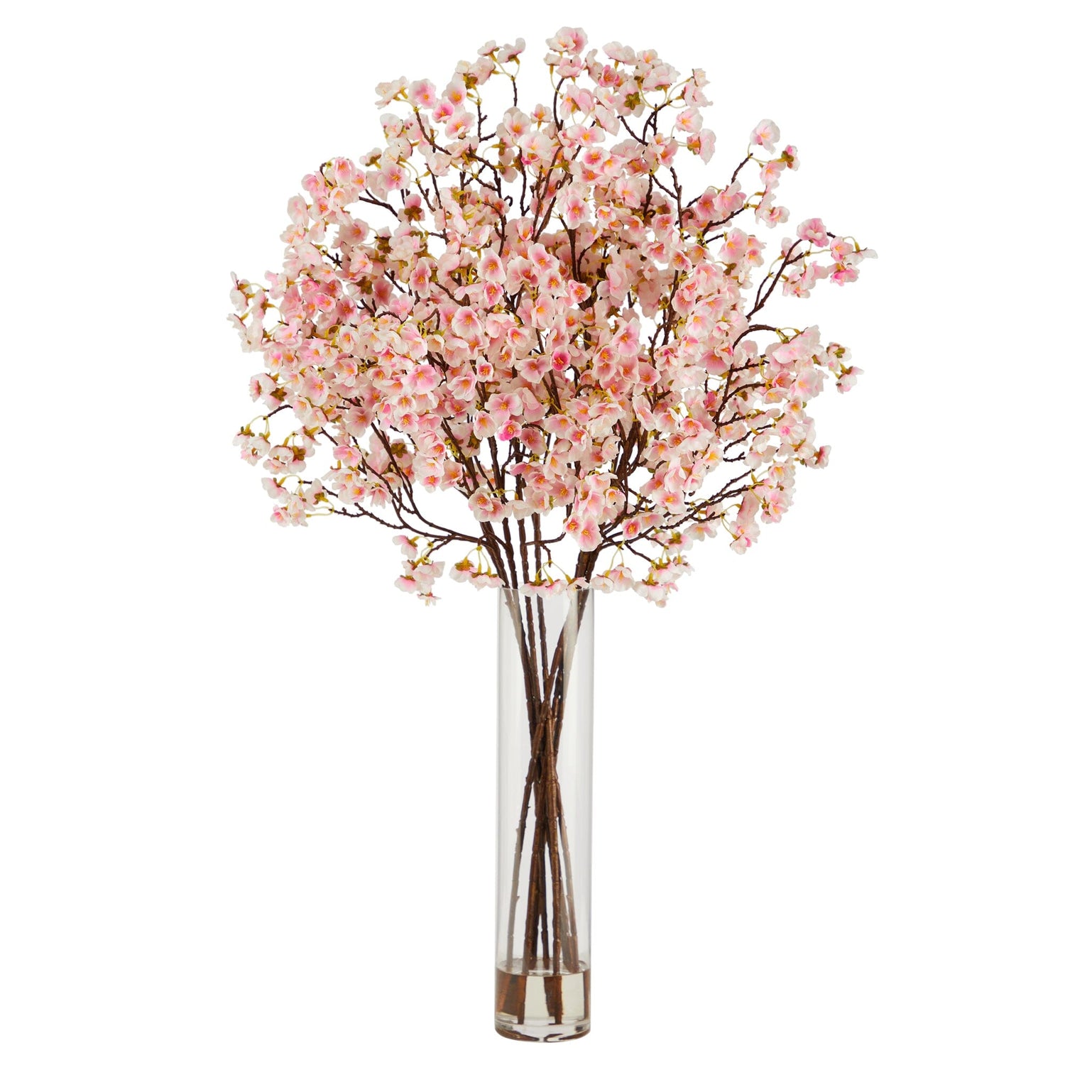 32” Artificial Cherry Blossom Arrangement with Glass Cylinder Vase