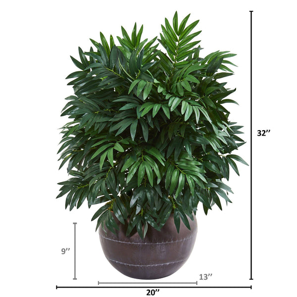 32” Bamboo Palm Artificial Plant in Metal Bowl
