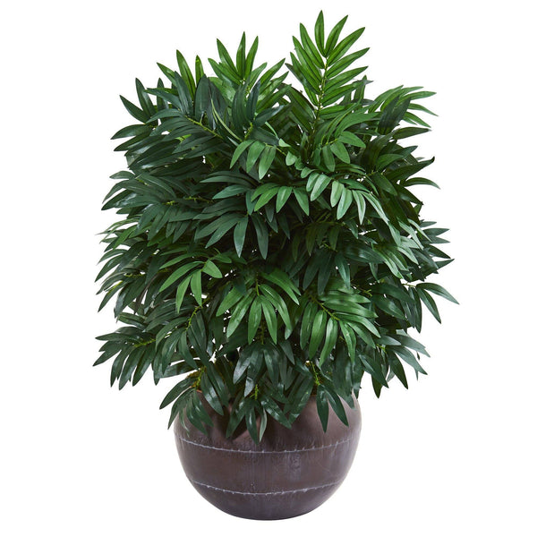 32” Bamboo Palm Artificial Plant in Metal Bowl