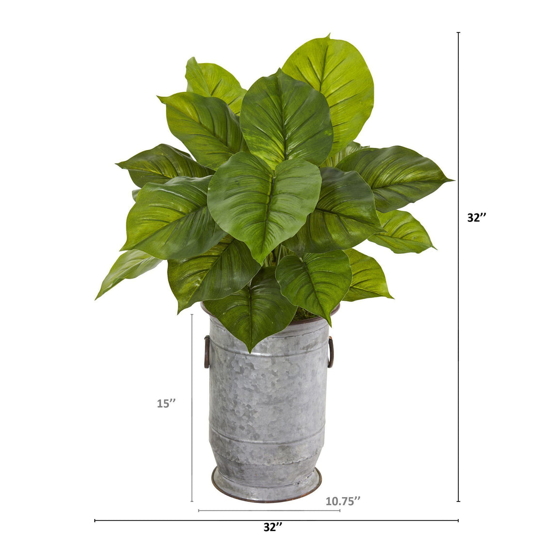 how tall does a planter need to be for philodendron 32” Large Philodendron Artificial Plant in Vintage Metal Planter (Real  Touch)