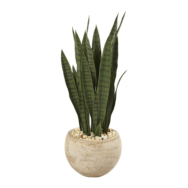 32” Sansevieria Artificial Plant in Sand Colored Planter