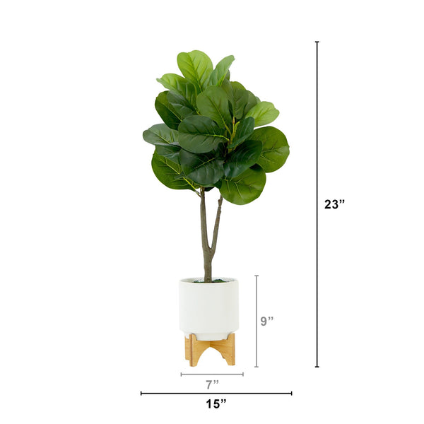 33” Artificial Fiddle Fig with Stand Planter