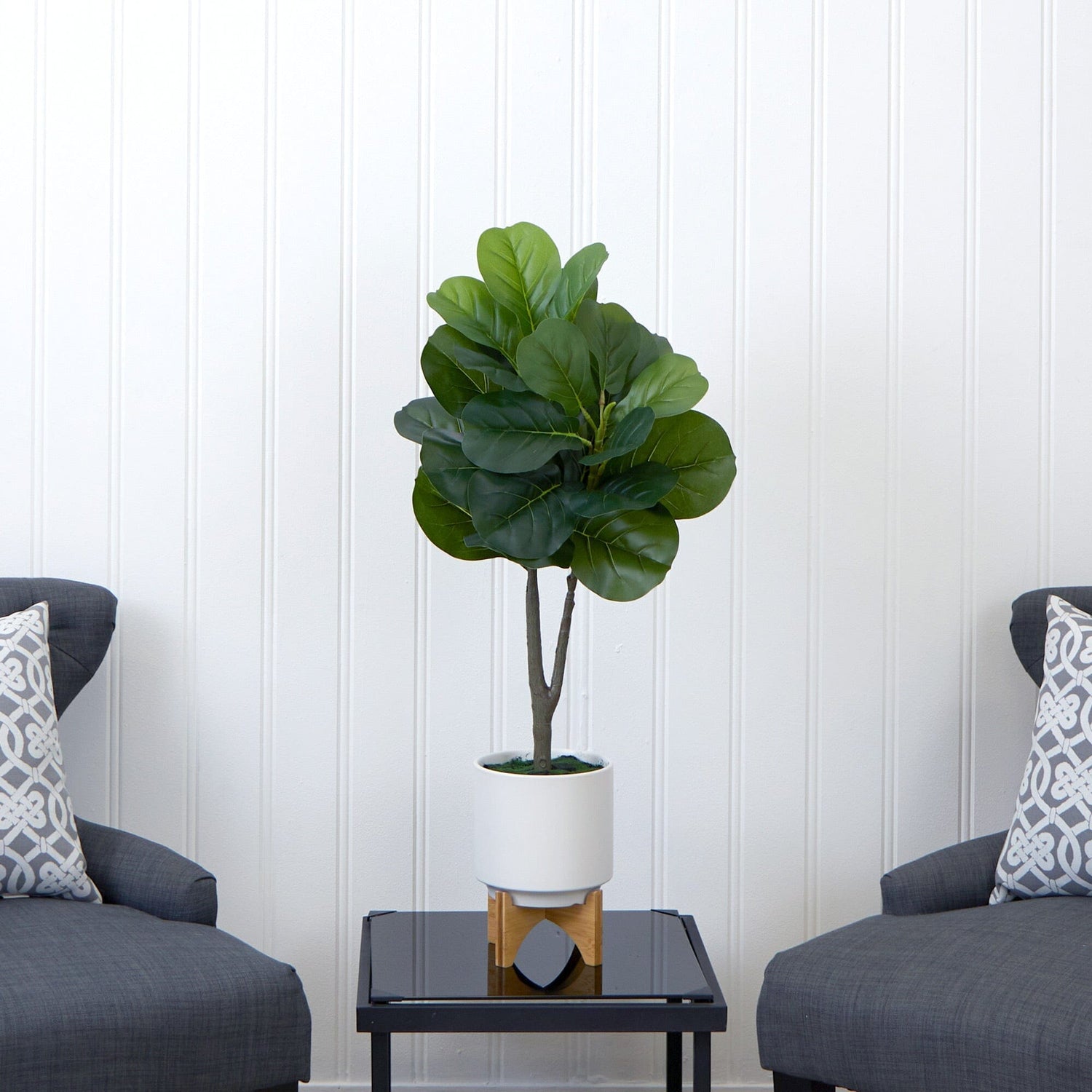 33” Artificial Fiddle Fig with Stand Planter
