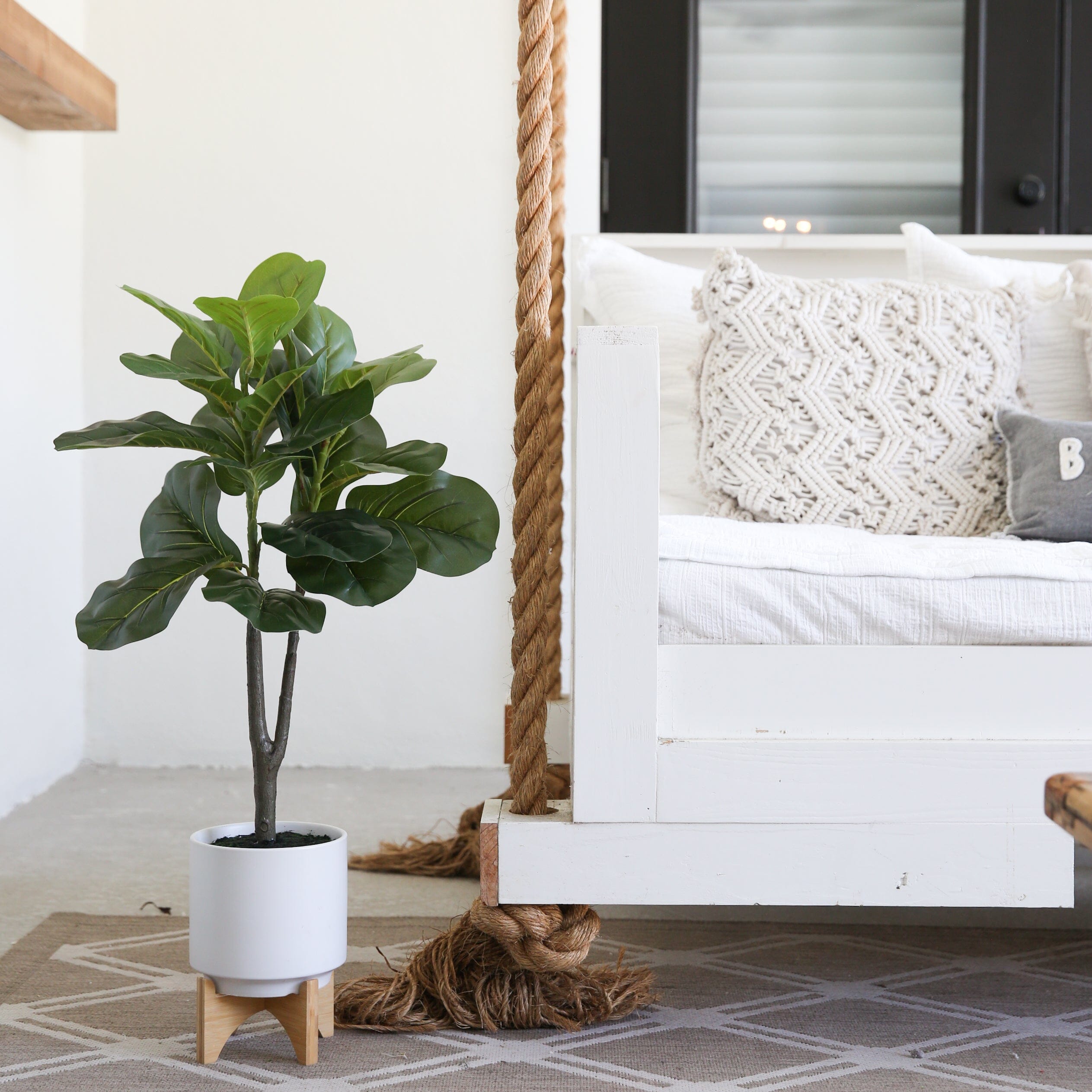 33” Artificial Fiddle Fig with Stand Planter | Nearly Natural