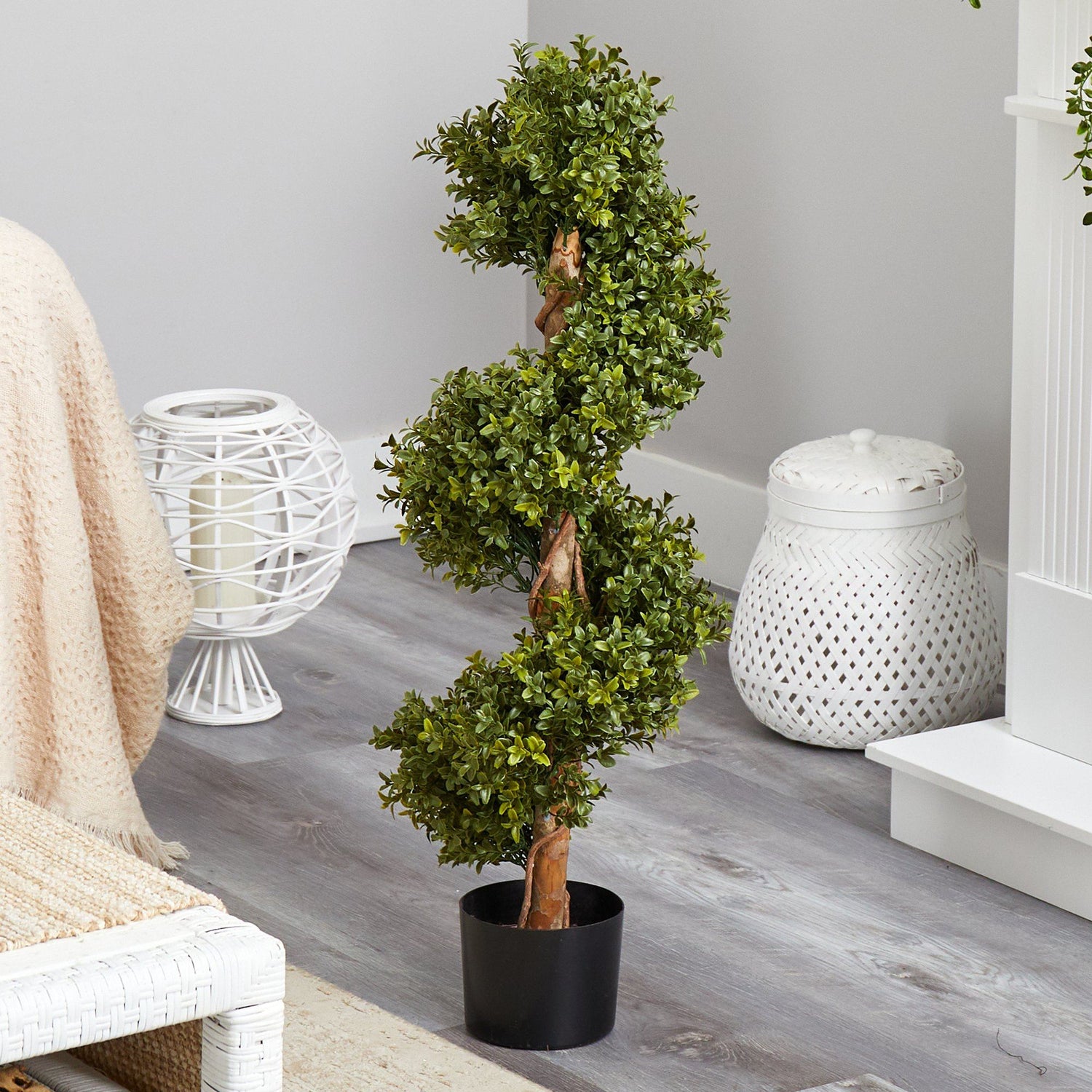 33” Boxwood Topiary Spiral Artificial Tree (Indoor/Outdoor)