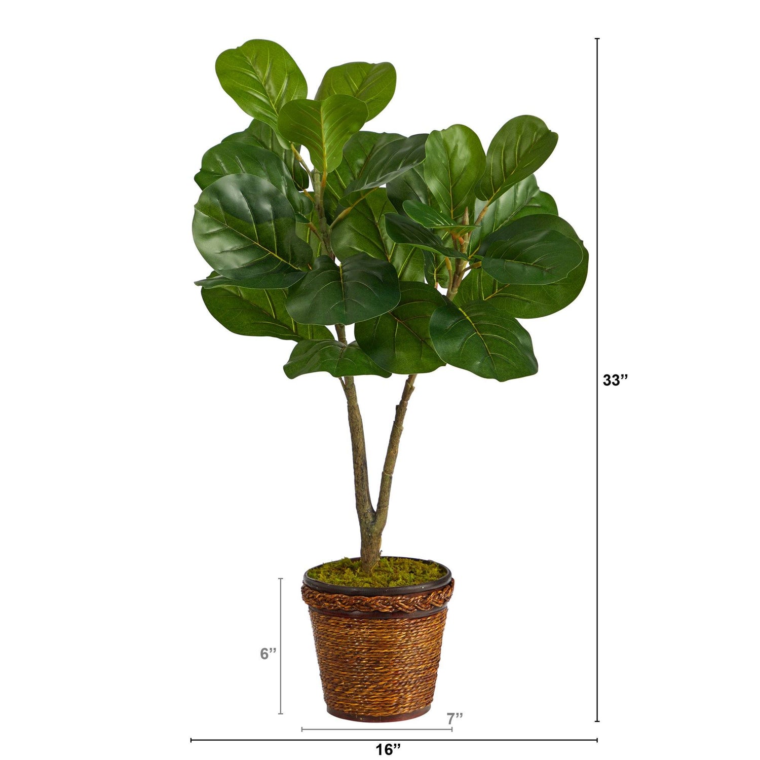 33” Fiddle Leaf Fig Artificial Tree in Basket