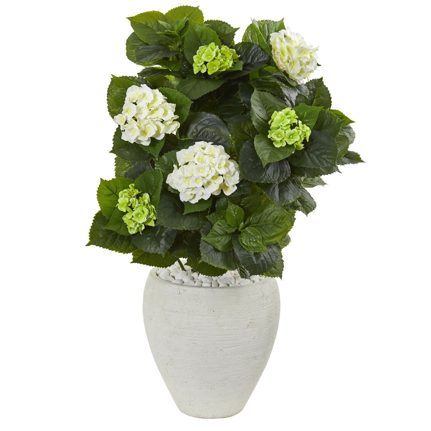 33” Hydrangea Artificial Plant in White Planter