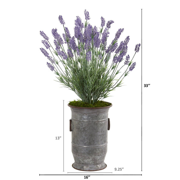 33” Lavender Artificial Plant in Decorative Metal Planter
