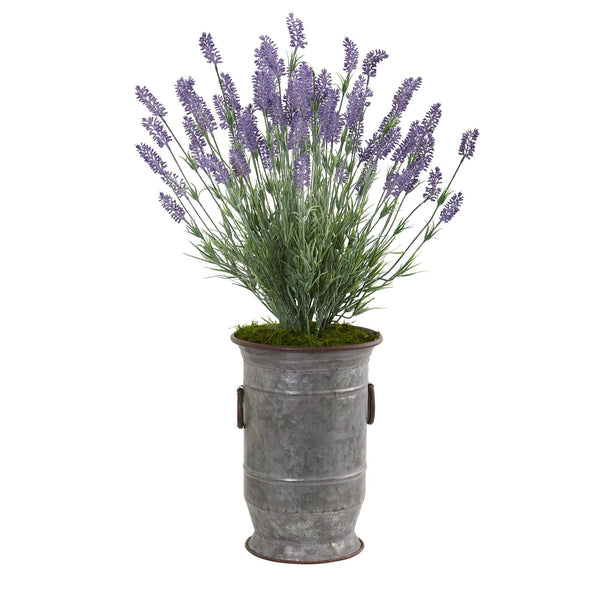 33” Lavender Artificial Plant in Decorative Metal Planter
