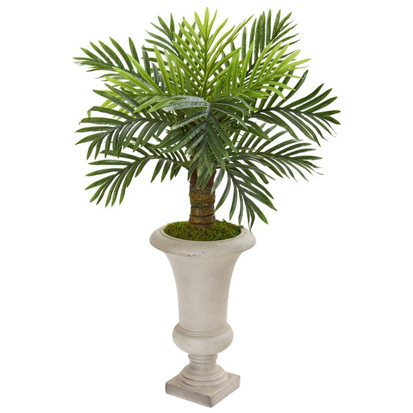 34” Robellini Palm Artificial Tree in Sand Colored Urn