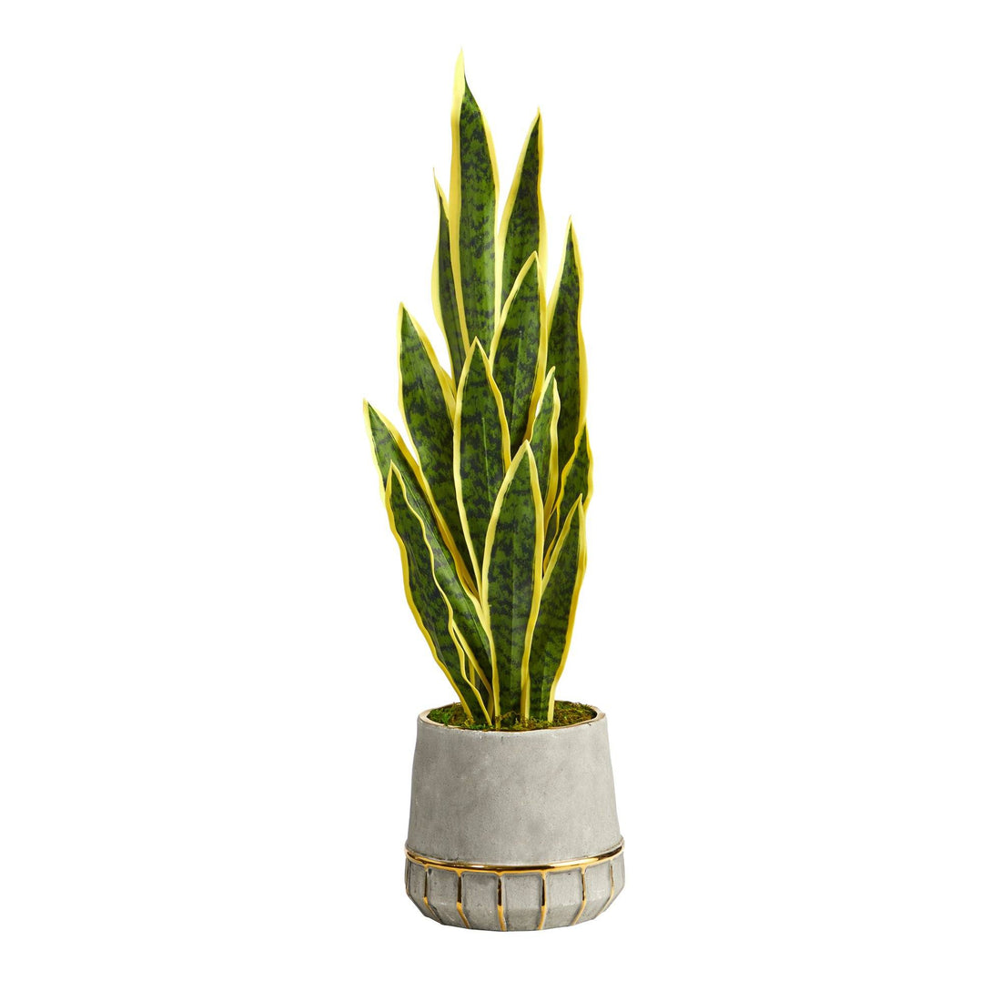 artificial plants in gold pot 34” Sansevieria Artificial Plant in Stoneware Planter with Gold Trimming