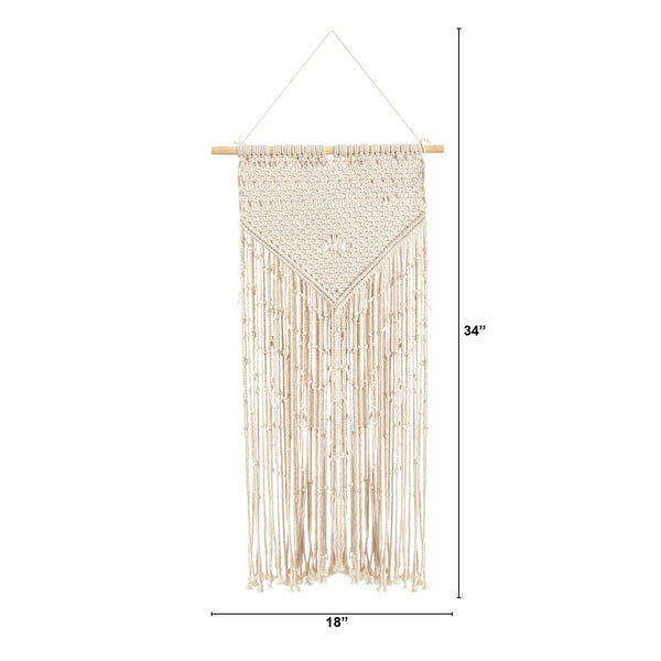 34” x 18” Hand Crafted Boho Macrame Wall Hanging Decor