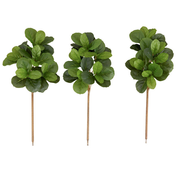 3.5’ Artificial Fiddle Leaf Fig Tree - Set of 3 (No Pot)