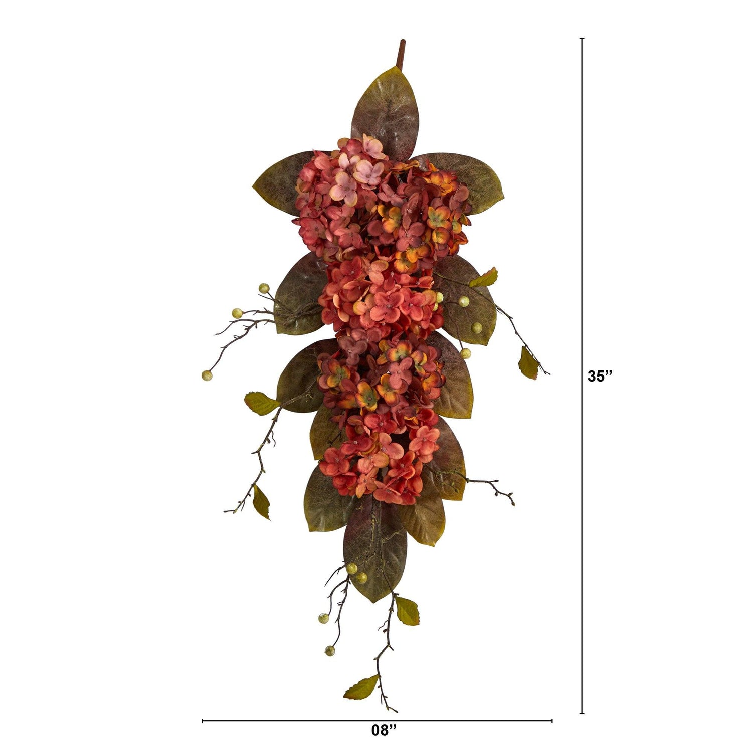 35” Autumn Hydrangea and Berry Artificial Fall Tear Drop
