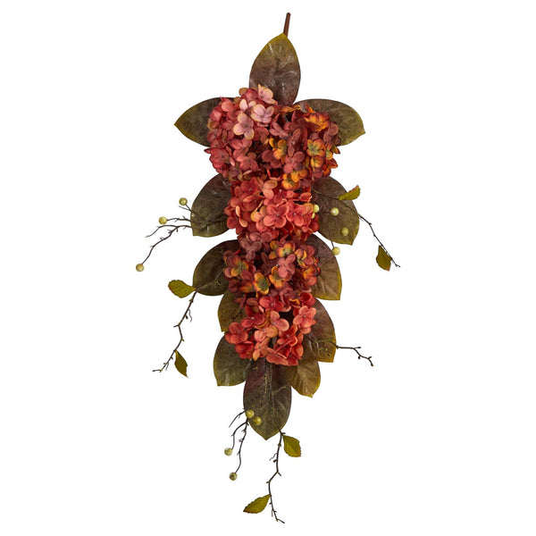 35” Autumn Hydrangea and Berry Artificial Fall Tear Drop