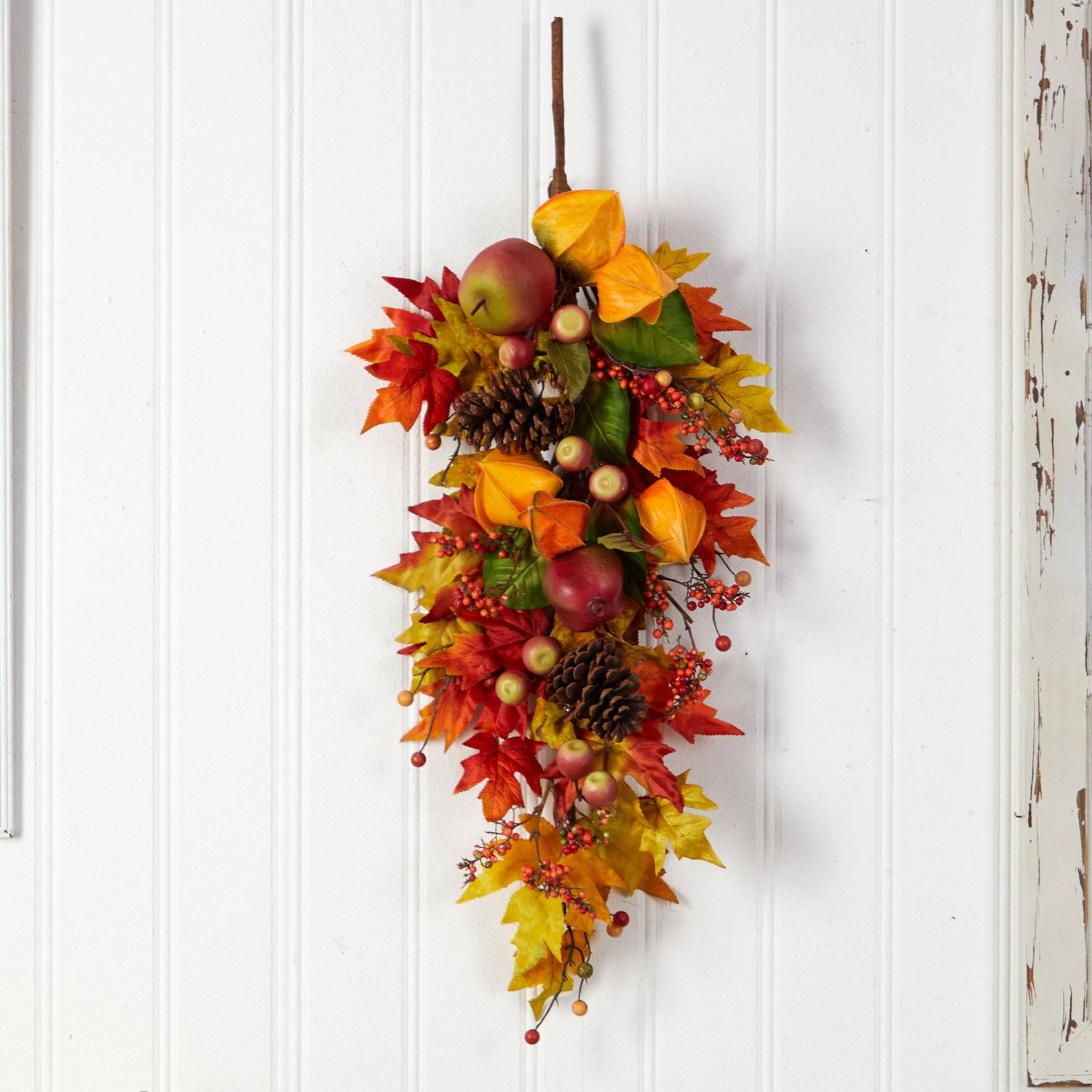 35” Autumn Maple Leaf and Berries Fall Teardrop