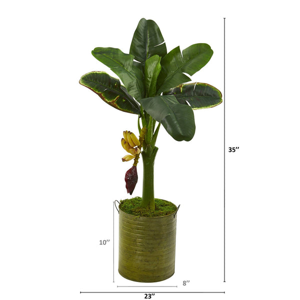 35” Banana Artificial Tree in Green Planter