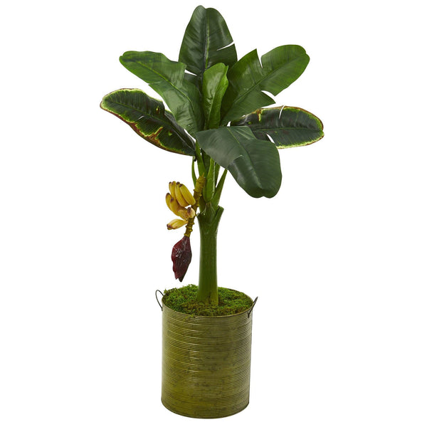 35” Banana Artificial Tree in Green Planter