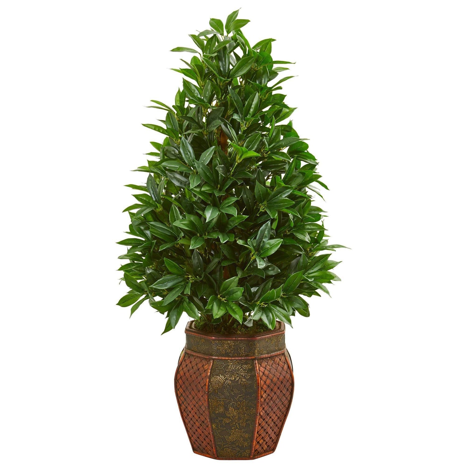 3.5’ Bay Leaf Cone Topiary Artificial Tree in Decorative Planter
