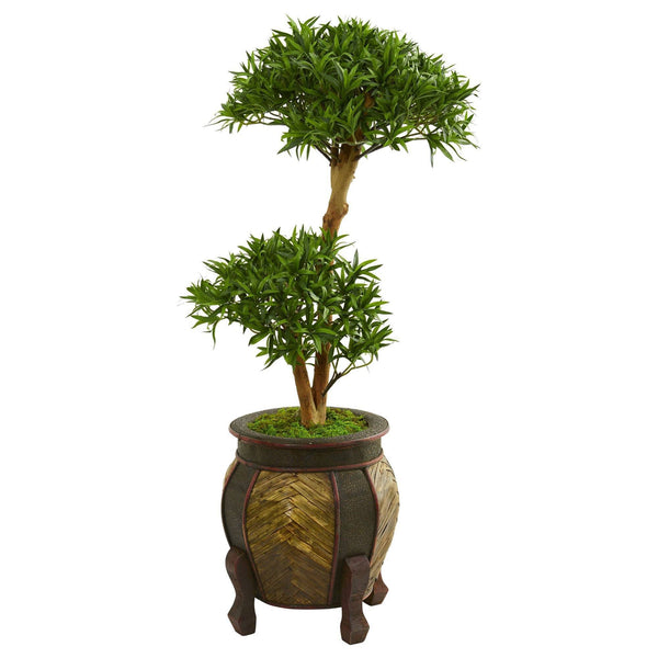 3.5’ Bonsai Styled Podocarpus Artificial Tree in Decorative Planter
