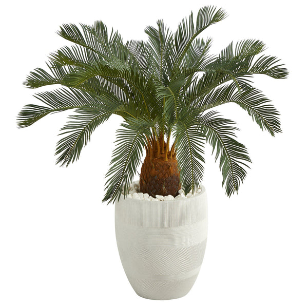 3.5’ Cycas Artificial Tree in White Planter