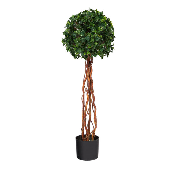 3.5’ English Ivy Single Ball Topiary Artificial Tree with Natural Trunk UV Resistant (Indoor/Outdoor)