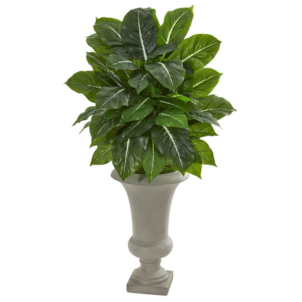 35” Evergreen Artificial Plant in Sandstone Urn (Real Touch)