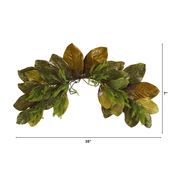 35” Fall Magnolia Leaf Artificial Swag