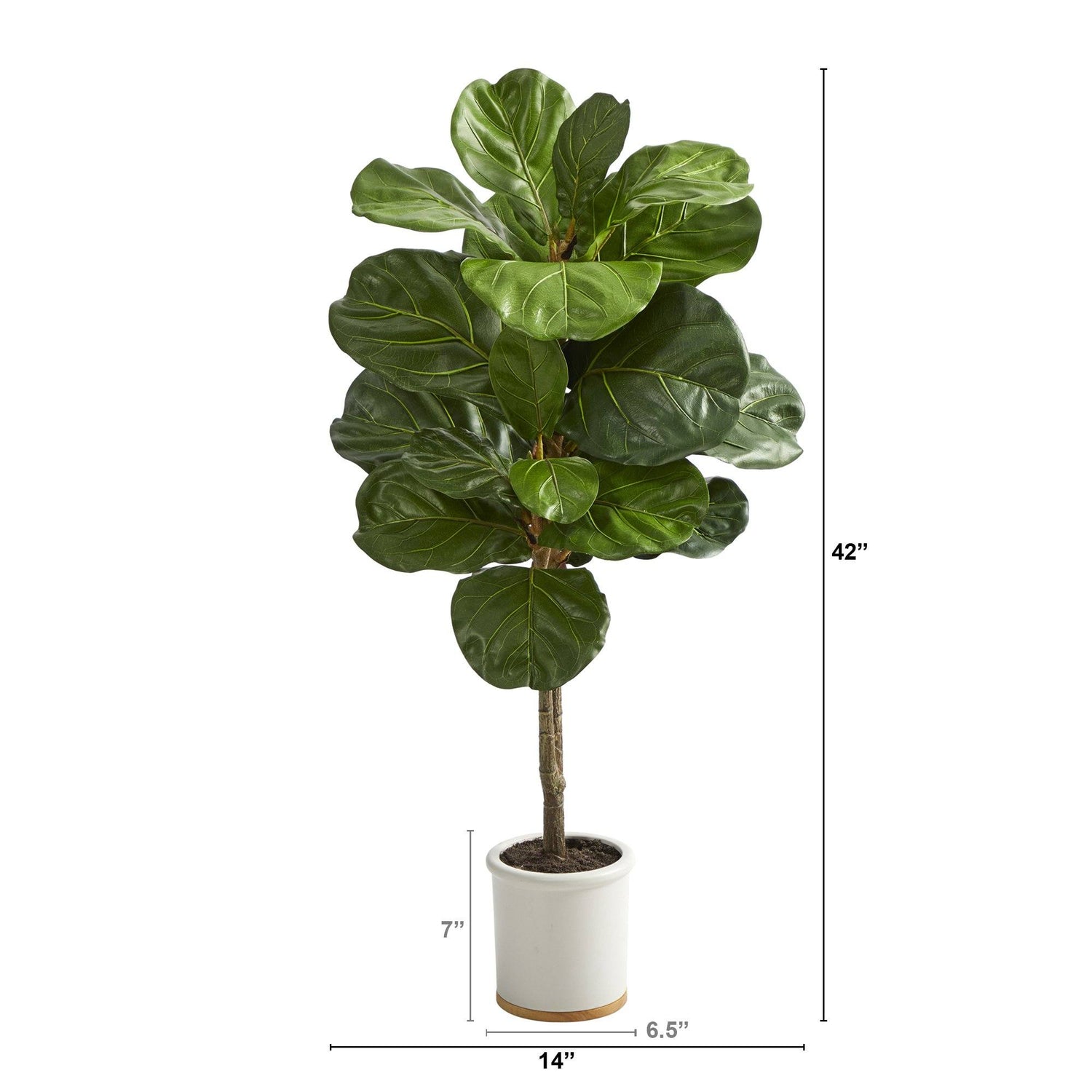 3.5’ Fiddle Leaf Artificial Tree in White Ceramic Planter