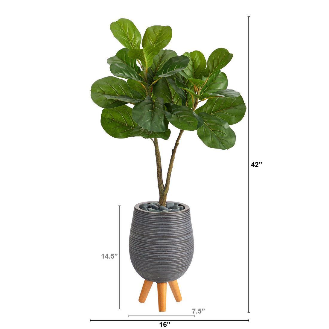 plant stand for fiddle leaf fig 3.5' Fiddle Leaf Fig Artificial Tree in Gray Planter with Stand