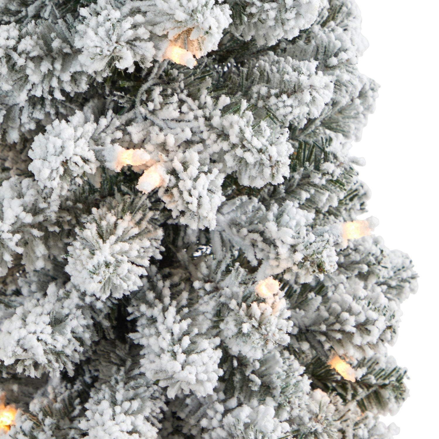 3.5’ Flocked Pencil Artificial Christmas Tree with 50 Clear Lights and 132 Bendable Branches in Gray Planter with Stand