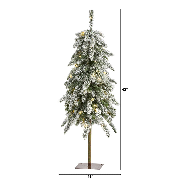 3.5’ Flocked Washington Alpine Christmas Tree with 50 White Warm LED lights and 168 Bendable Branches