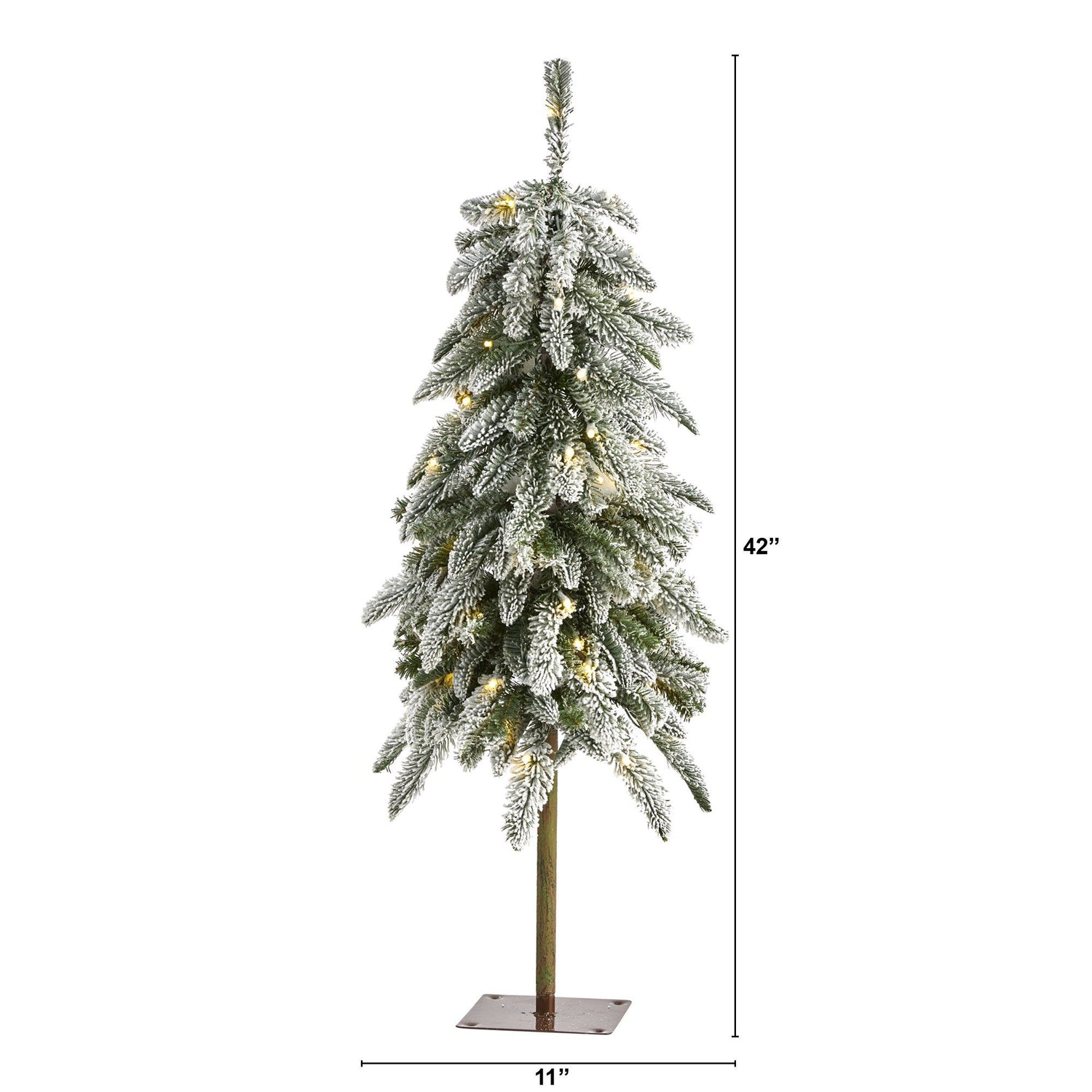 3.5’ Flocked Washington Alpine Christmas Tree with 50 White Warm LED lights and 168 Bendable Branches