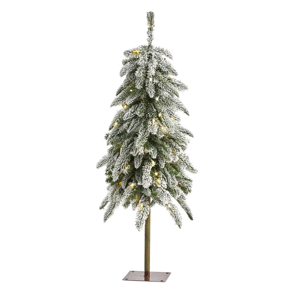 3.5’ Flocked Washington Alpine Christmas Tree with 50 White Warm LED lights and 168 Bendable Branches