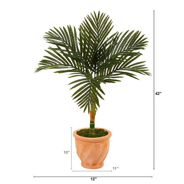 3.5’ Golden Cane Artificial Palm Tree in Terra-Cotta Planter