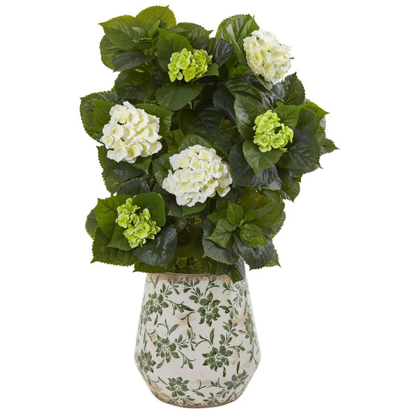 35” Hydrangea Artificial Plant in Decorative Vase