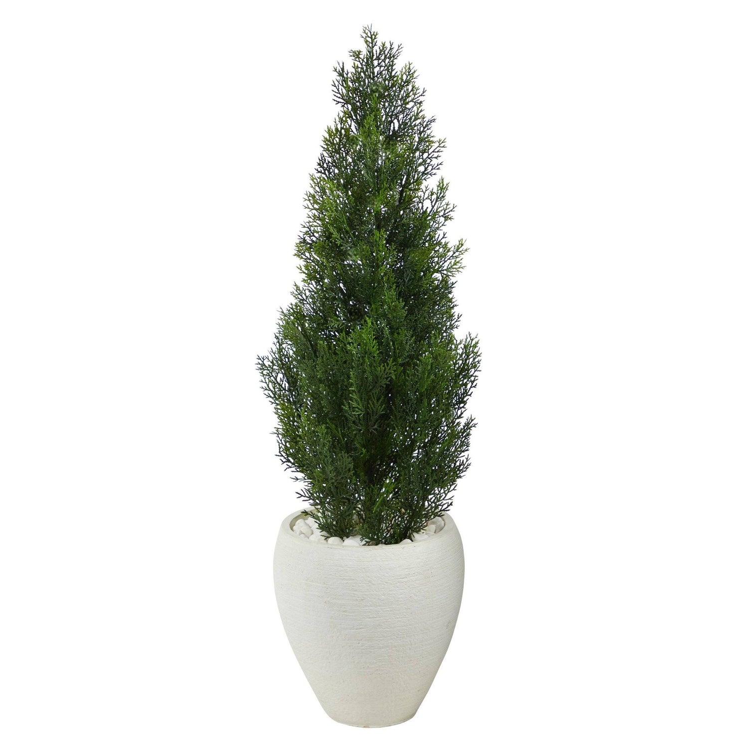 3.5’ Mini Cedar Artificial Pine Tree in White Planter (Indoor/Outdoor)