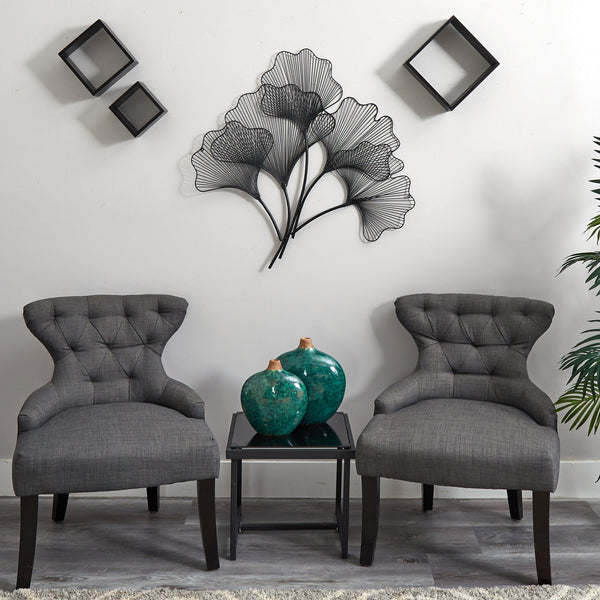 35” Modern Ginkgo Leaf Metal Wall Art Decor