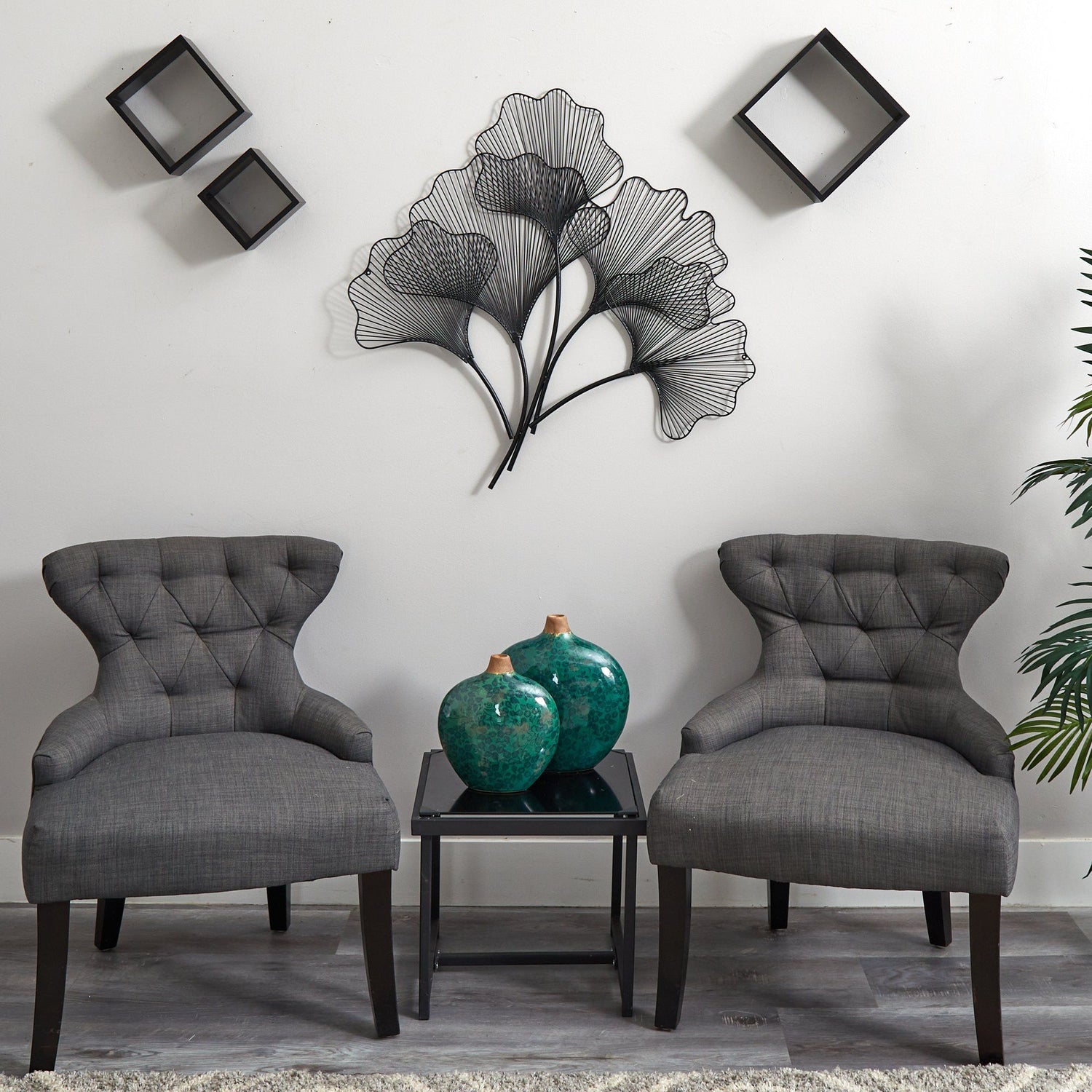 35” Modern Ginkgo Leaf Metal Wall Art Decor