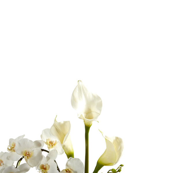 35” Phalaenopsis Orchid and Calla Lily Artificial Arrangement in Glass Vase