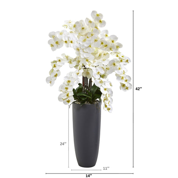 3.5’ Phalaenopsis Orchid Artificial Arrangement in Gray Vase