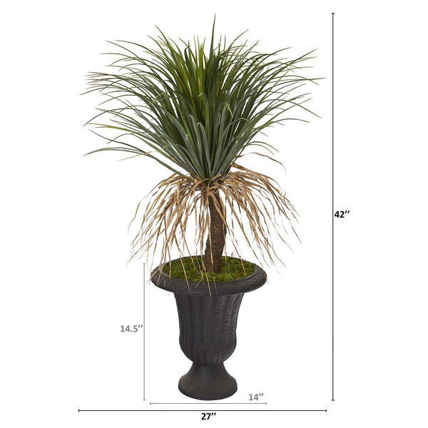3.5’ Pony Tail Palm Artificial Plant in Decorative Brown Urn